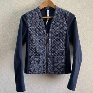 Lululemon Cardigan & Again Exploded Sashiko Star Inkwell Ghost Jacket Top Size 4